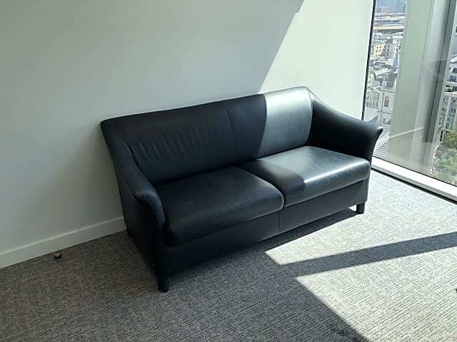 black leather 2-seat sofa