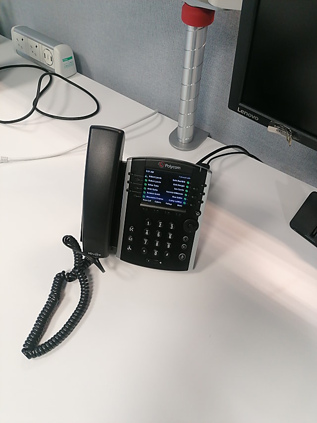 black and gray IP phone