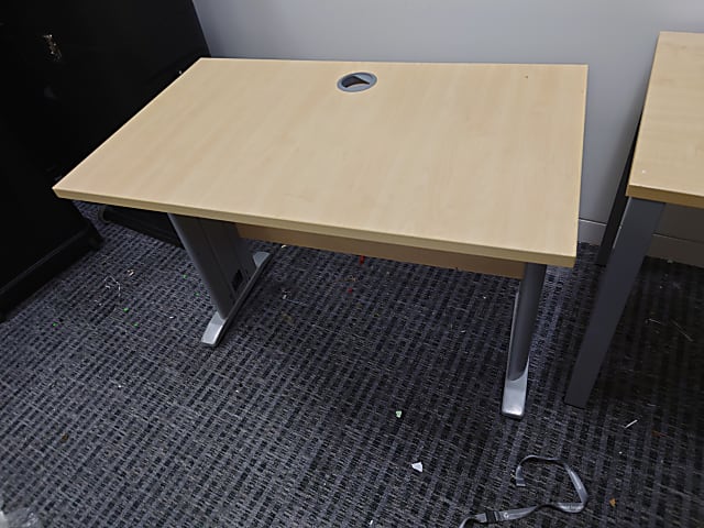 Beechwood desk with power cable hole in centre of desk (quantity TBC)