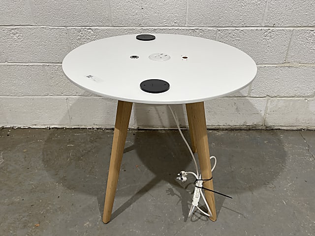 Wooden table with built in plug power point and USB