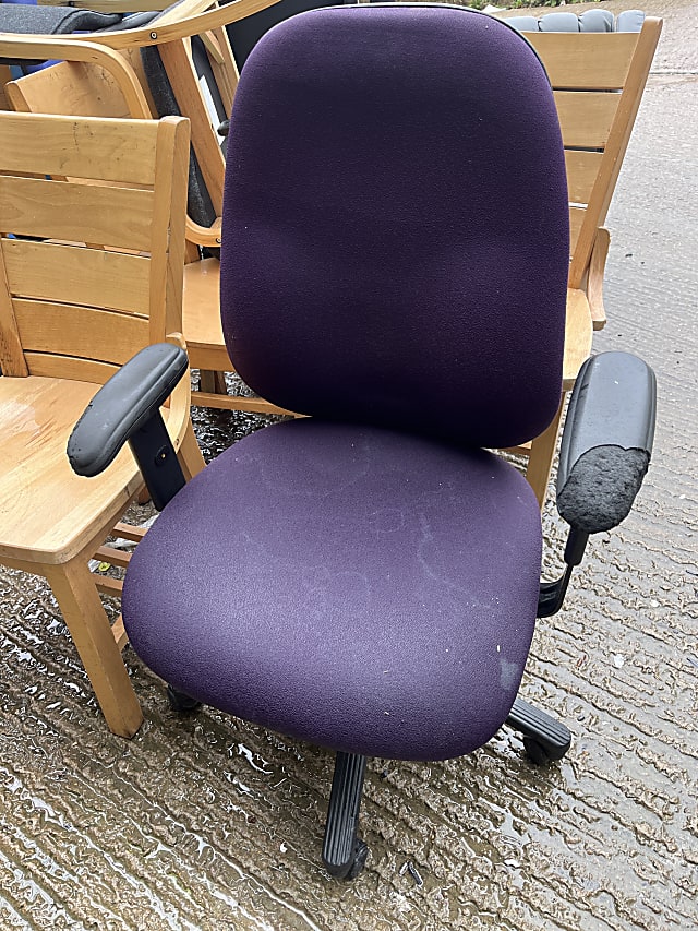 two black and brown rolling chairs