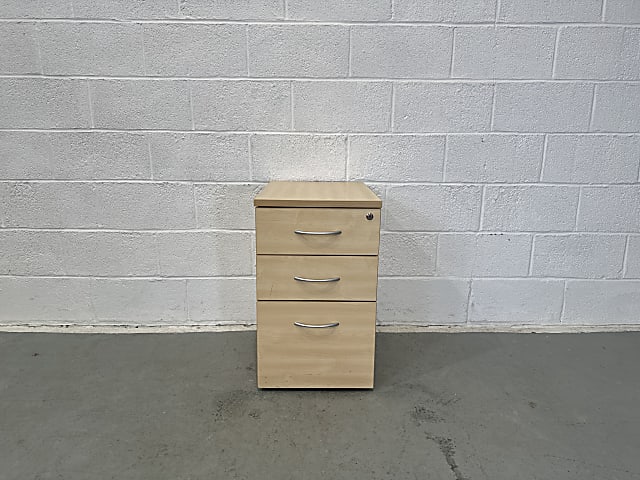 Desk high 3 drawer static wooden pedestal