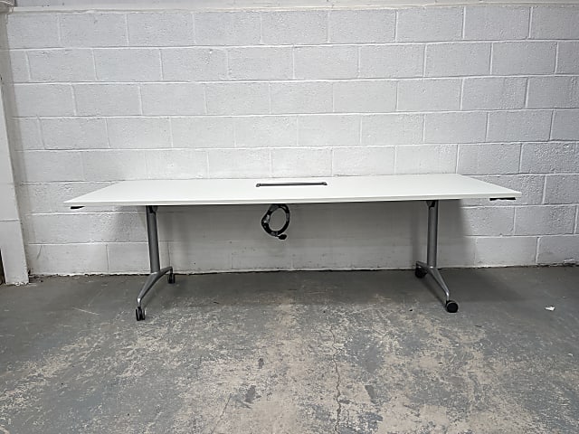 White flip table with power and USB sockets