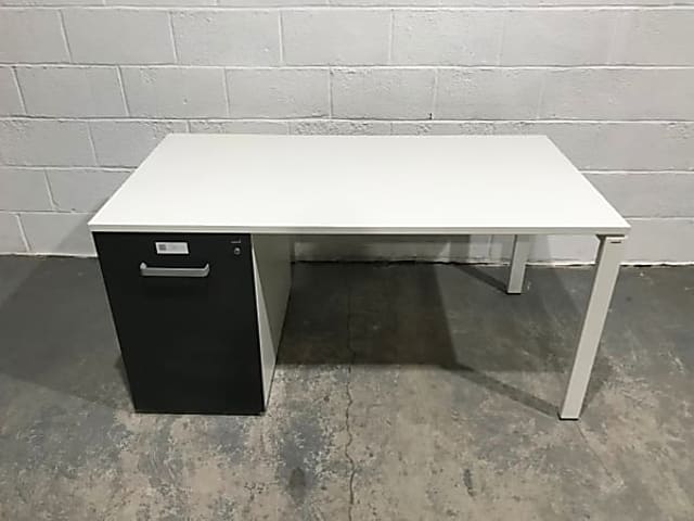 Bene desk with built in storage pedestal left side