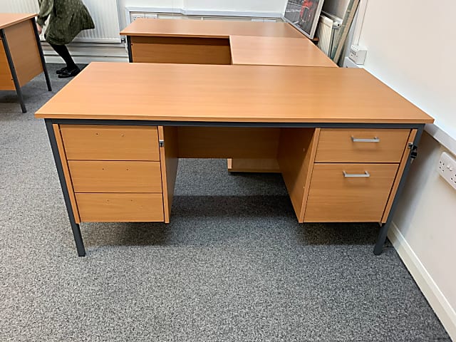 Desk with double fixed pedestal