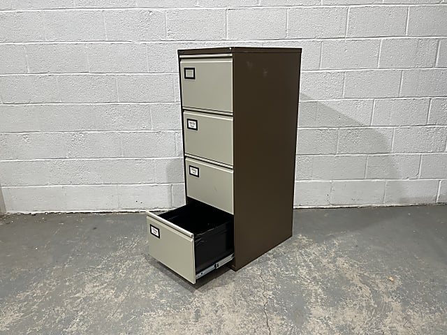 Brown and cream 4 drawer filing cabinet 