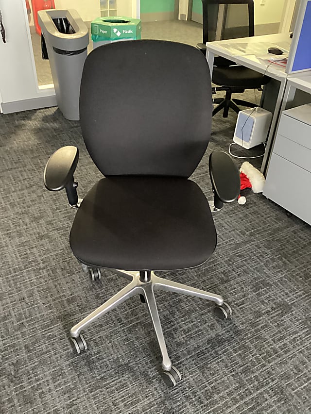 Black rolling chair T shaped arms rests