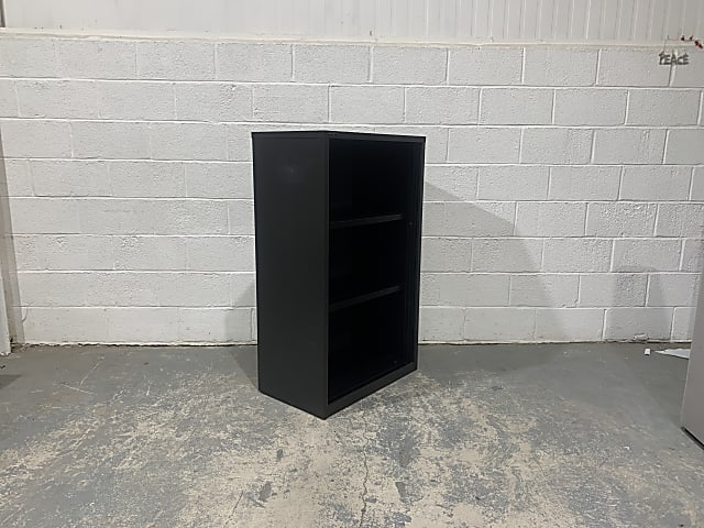 Dark grey metal Tambour cabinet