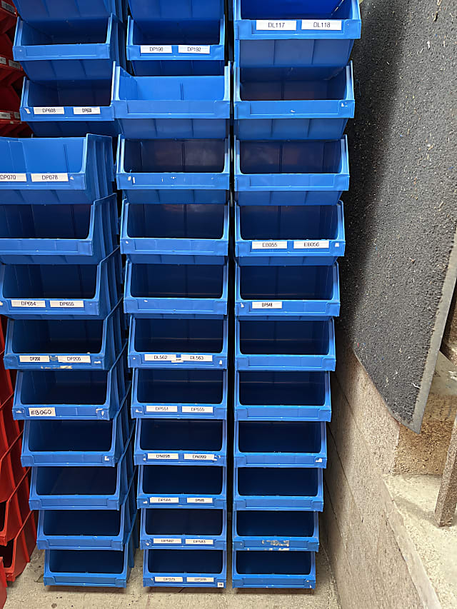 Lot of 10 plastic storage boxes blue