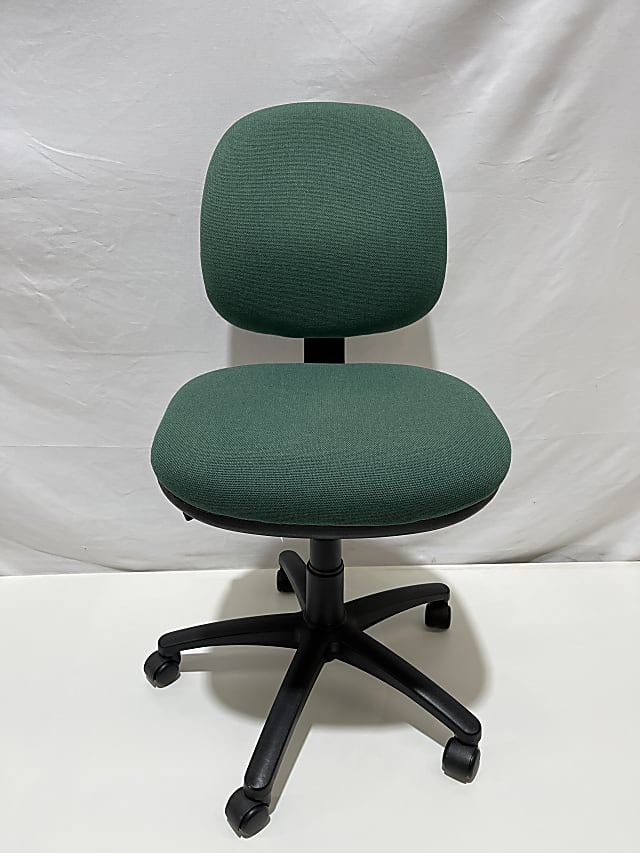 Operator chair green padded fabric