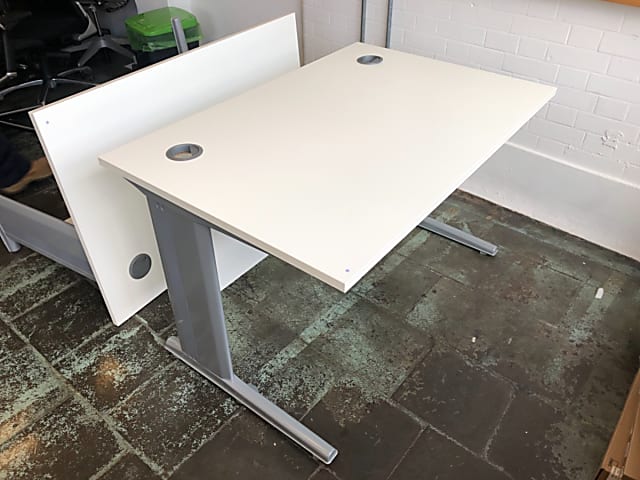 small white desk with modesty panel 120cm