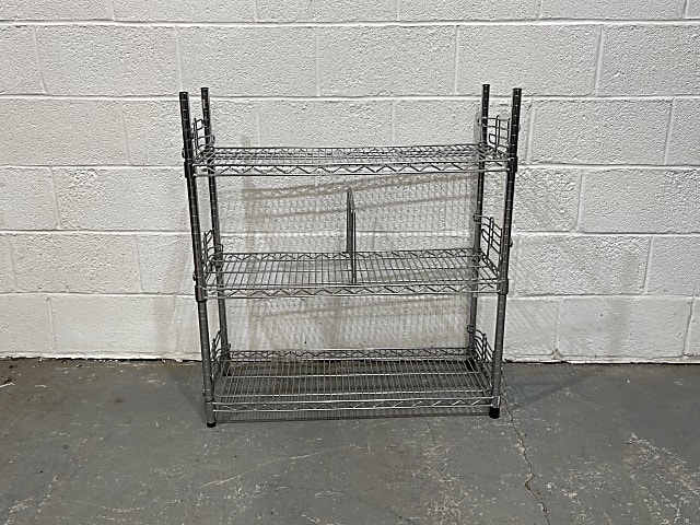 gray metal 3-layer rack shelf