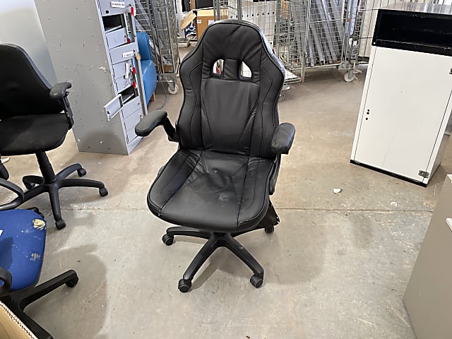 black leather office rolling chair (scrap)