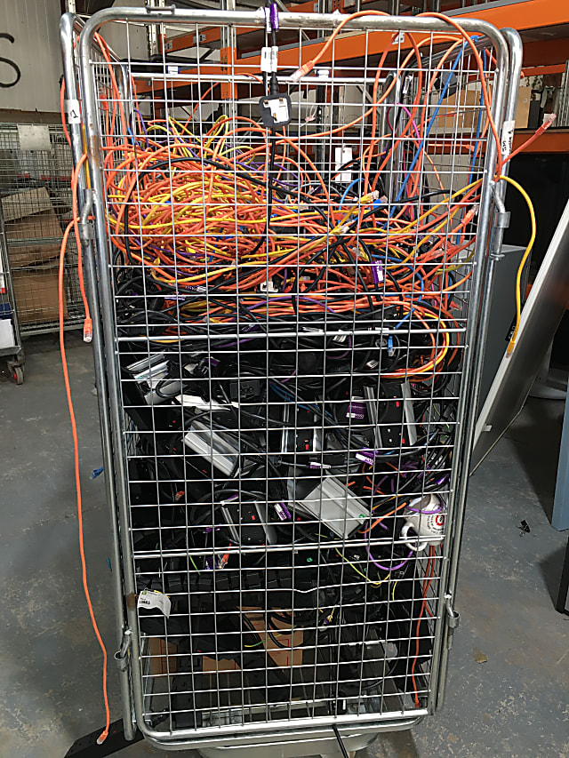 Cage of sockets and cables 