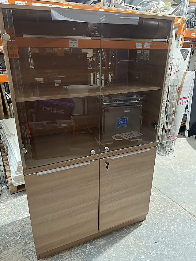 brown wooden cabinet with mirror