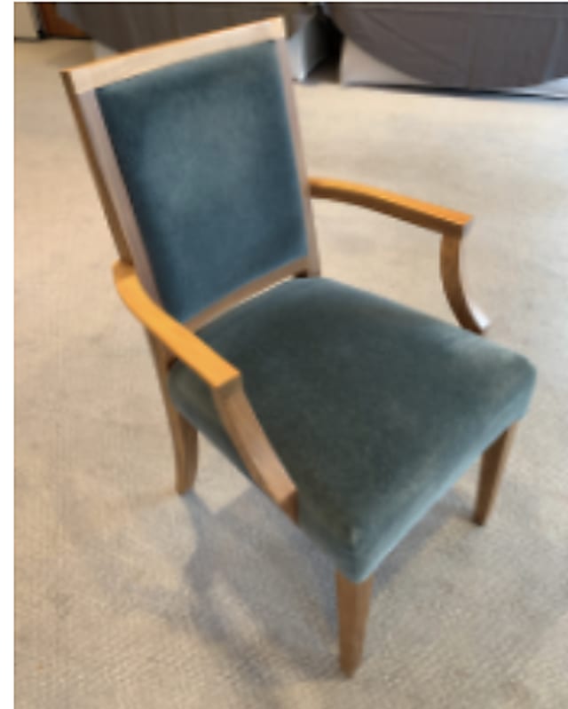 Chair: BESPOKE BYRON Carver Style fully upholstered wooden framed, curved open arms