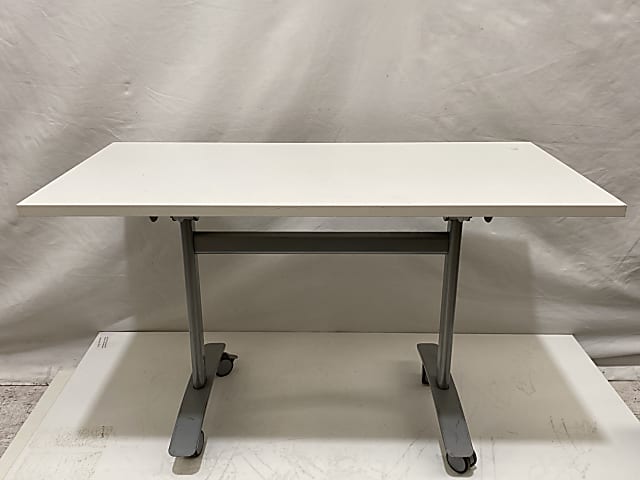 Folding white table desk on wheels