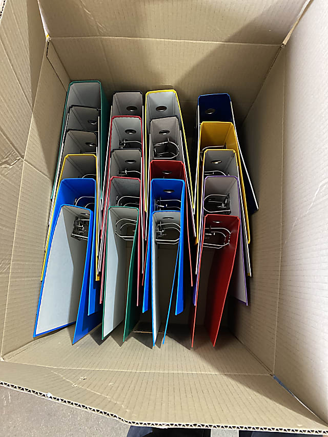 Box of used files approximately 20 stationery