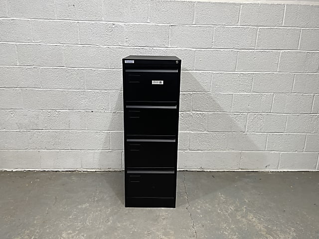 black metal 4-drawer filing cabinet