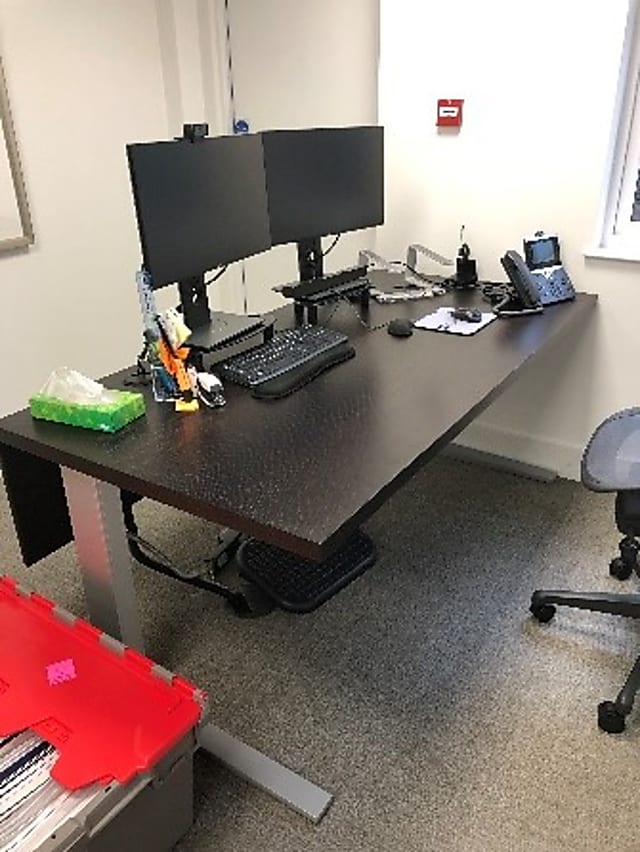 Bene Dark brown office desk with silver legs