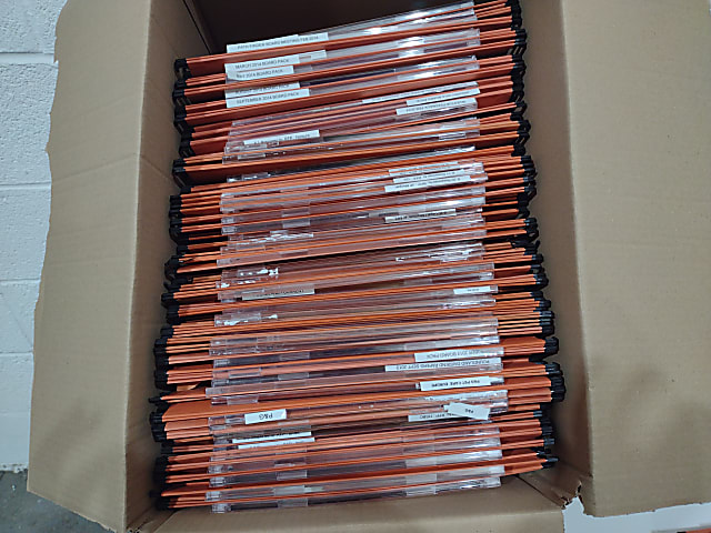 Used Foolscape hanging files - box of 100