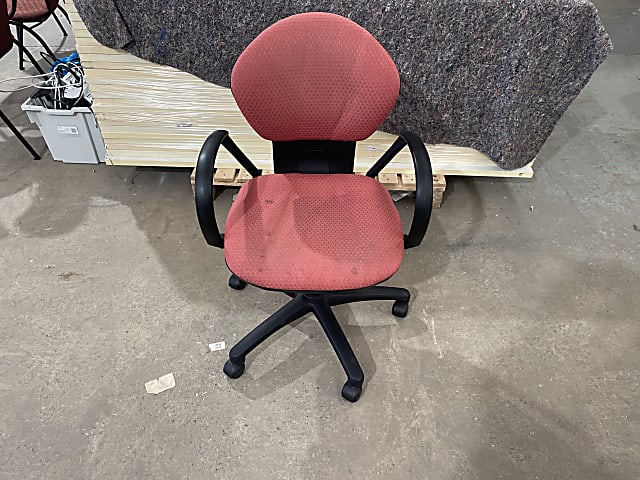 red and black rolling chair scrap