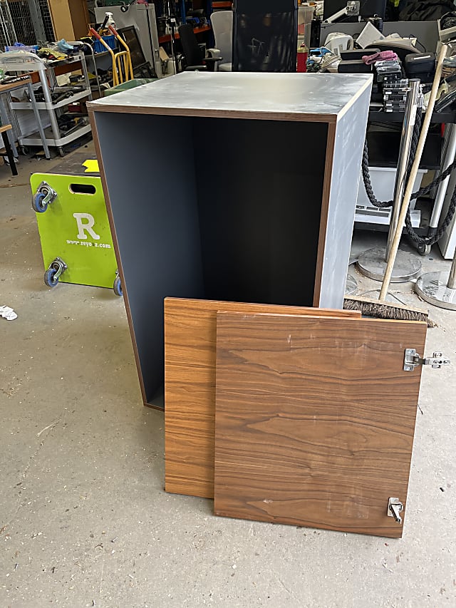 brown wooden 2-door cabinet