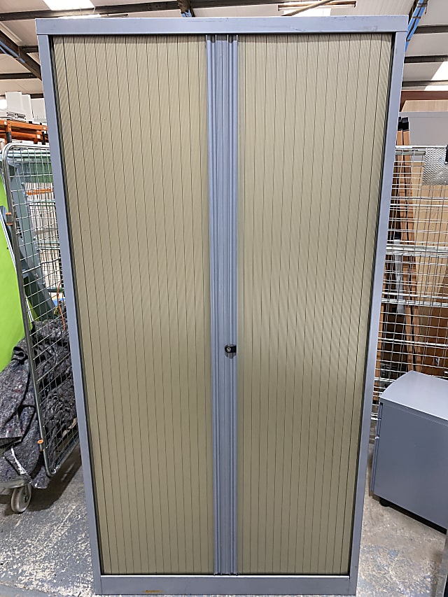 tall metal tambour cabinet