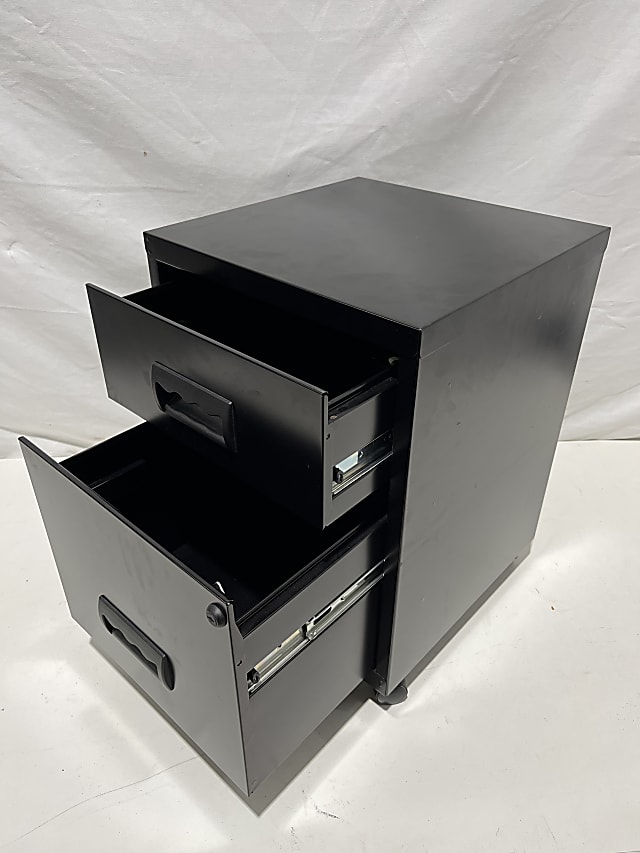 Black metal filing cabinet storage pedestal