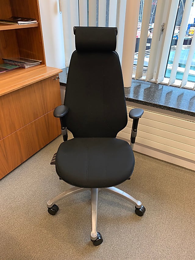 High back operator chair with head rest