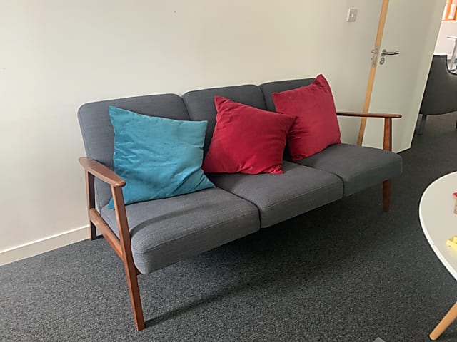 Vintage Grey Cloth Sofa with Woden Frame