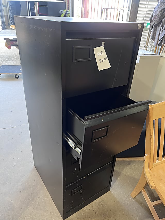 black metal 2-drawer filing cabinet