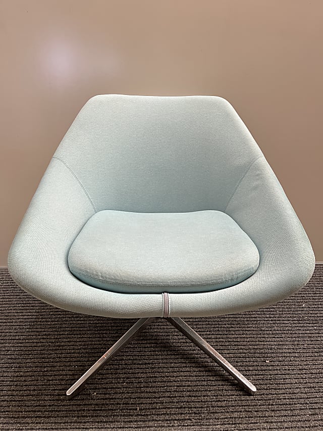 Allermuir A640 chair blue polished aluminium base