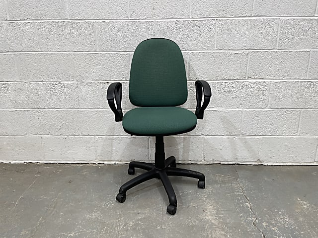 Green operator chair with arm rests