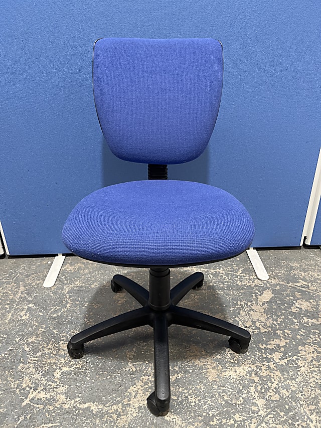 Light blue operator chair no arm rests