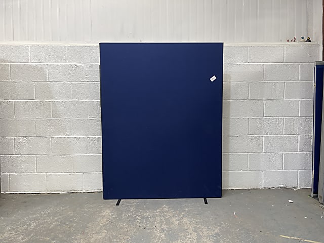 Blue tall desk room divider with feet