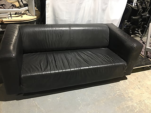 Ikea black  Leather 2 seater sofa