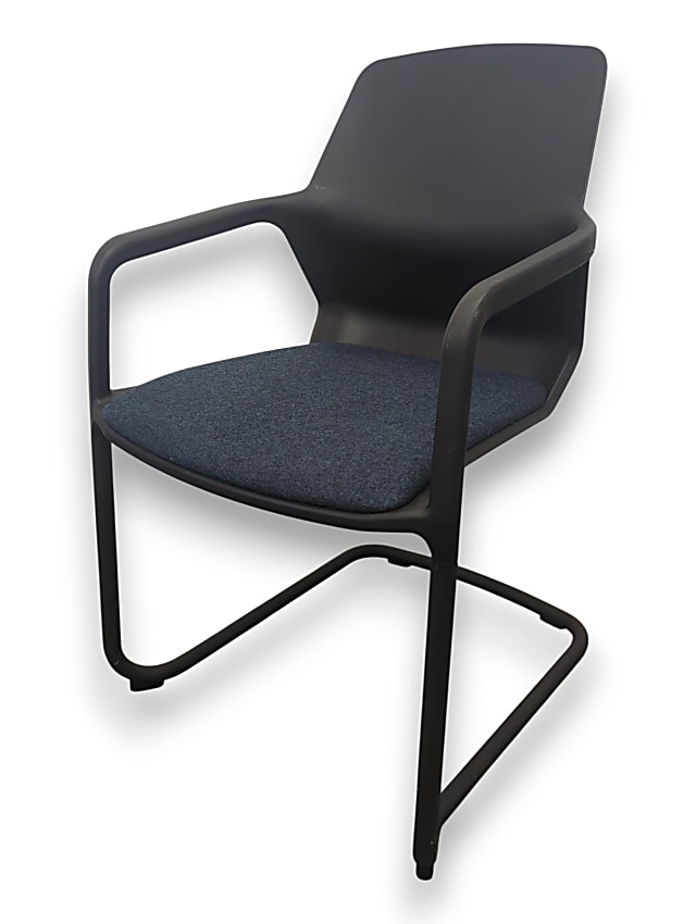 Wilkhahn 186/3 Metrik Cantilever Meeting Chair with Blue Fabric Seat