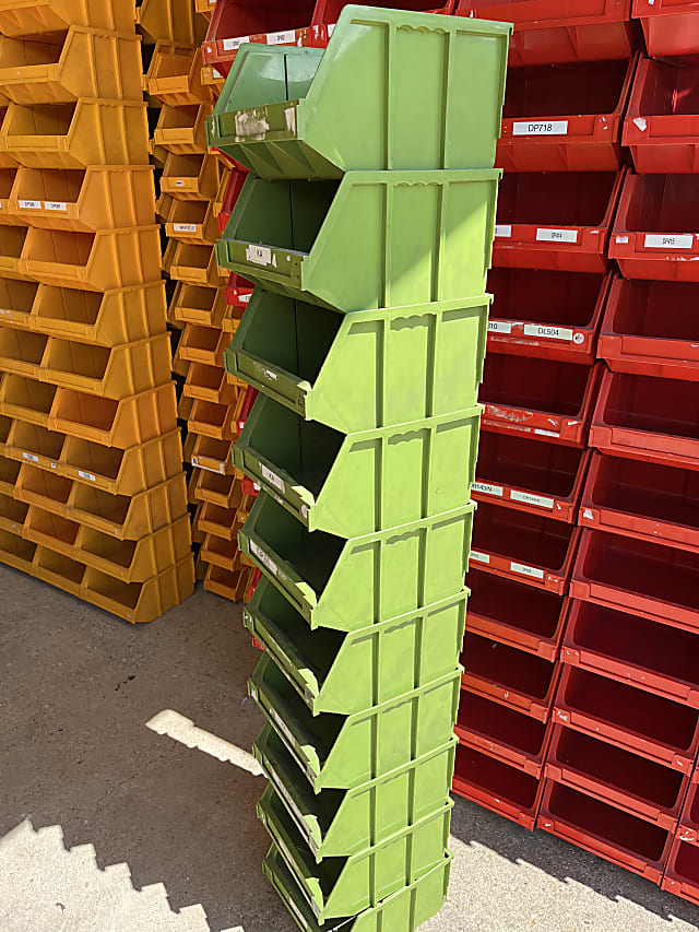 Lot of 10 plastic storage boxes green