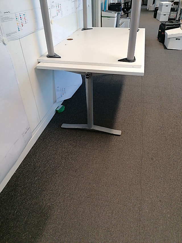 white and gray metal desk