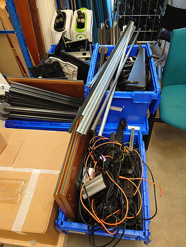 Castelli desk framework in crates