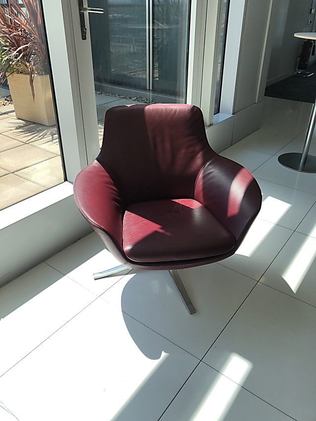 red padded chair