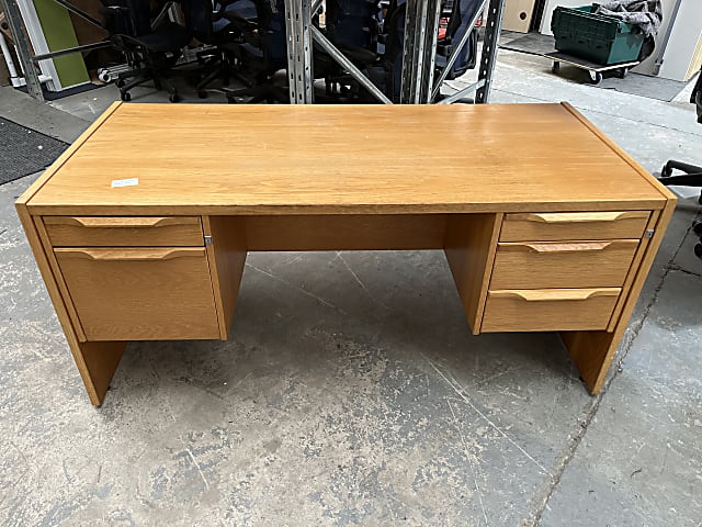 Oak Headmasters desk with built in drawers