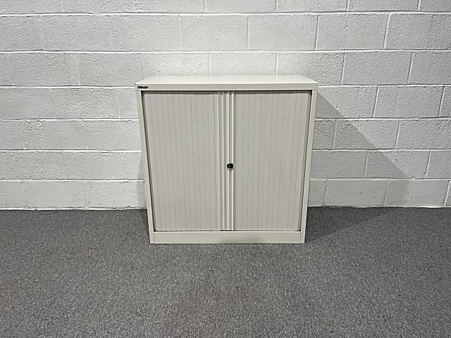 White Metal Bisley Tambour with internal shelf