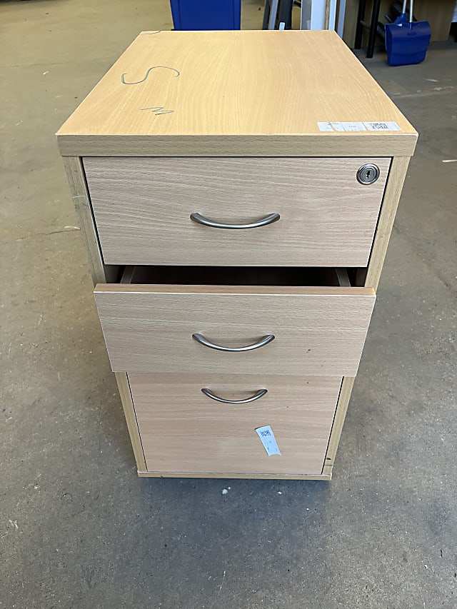 Slimline 3 drawer pedestal light oak