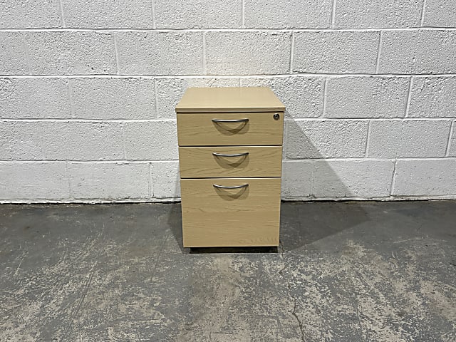 Wooden 3 drawer beech Pedestal