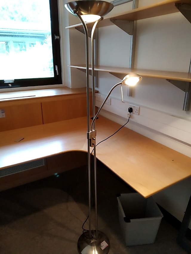 gray floor lamp