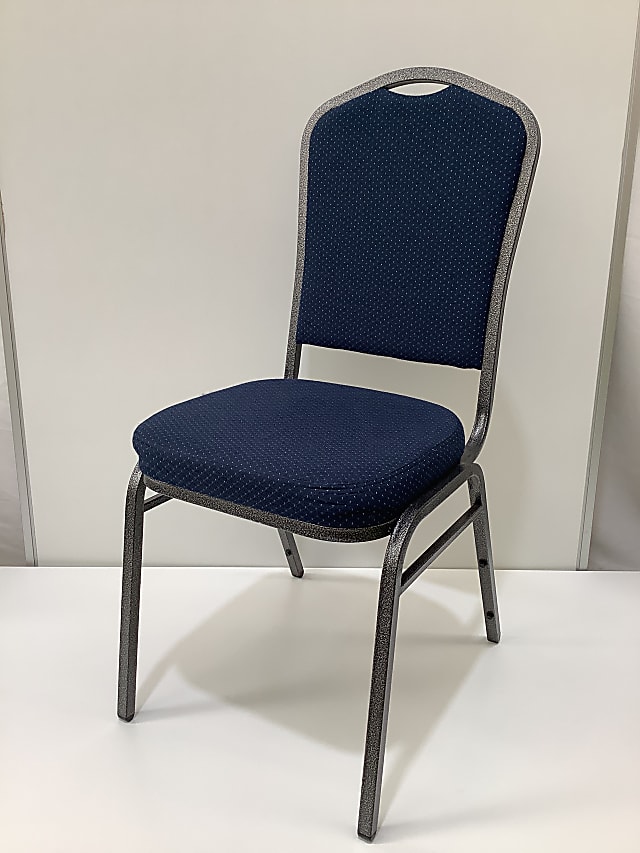 Blue padded stacking chair