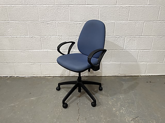 Blue and black operator chair