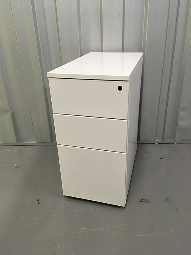 Metal three-drawer under-desk pedestal